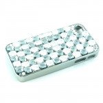Wholesale iPhone 4 4S Glass Stud Cube Bling Crystal Diamond Case (Silver-White)